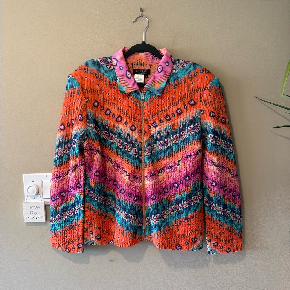 NWT City Girl - Nancy Bolen Vibrant Multicolour Reversible Jacket - Picture 7 of 14